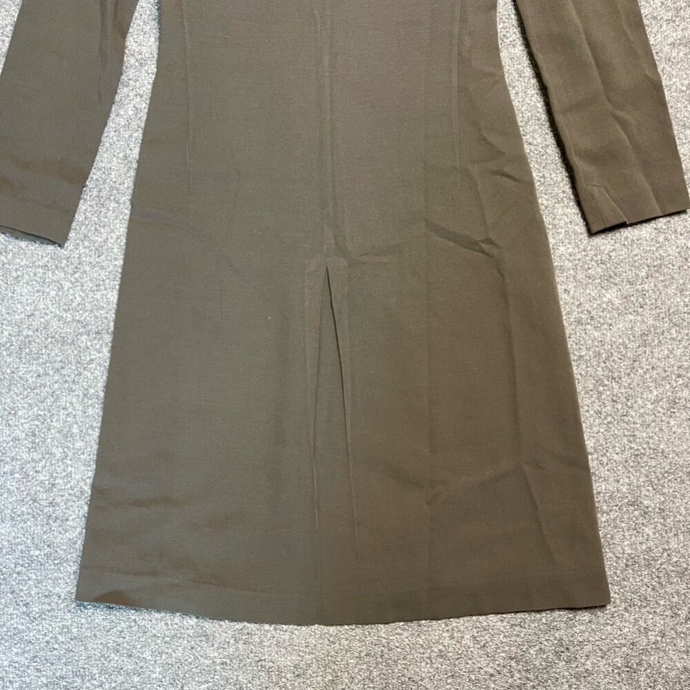 MICHAA Womens A Line Dress Green Olive Notch Neck Long Sleeve Zipper Modest XL - Picture 5 of 11